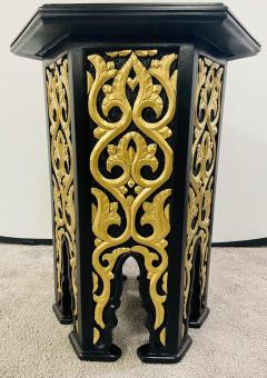 Hollywood Regency Moroccan Stye Side or End Table Black with Gold Design a Pair - 3290736