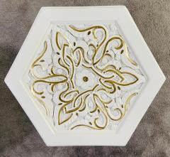Hollywood Regency Moroccan Stye Side or End Table White with Gold Design a Pair - 3290771