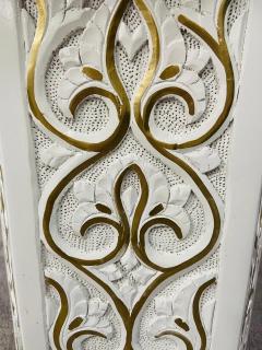 Hollywood Regency Moroccan Stye Side or End Table White with Gold Design a Pair - 3290773