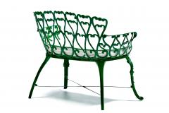 Hollywood Regency Neo Baroque Patio Love Seat Bench in Green Lacquer c 1960 - 4762868