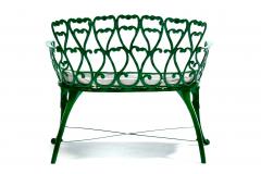 Hollywood Regency Neo Baroque Patio Love Seat Bench in Green Lacquer c 1960 - 4762869