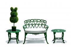 Hollywood Regency Neo Baroque Patio Love Seat Bench in Green Lacquer c 1960 - 4762870