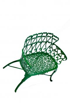 Hollywood Regency Neo Baroque Patio Love Seat Bench in Green Lacquer c 1960 - 4762871