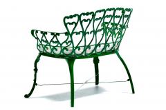Hollywood Regency Neo Baroque Patio Love Seat Bench in Green Lacquer c 1960 - 4762873