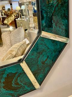 Hollywood Regency Octagonal Wall Mirrors Antiqued Malachite Style - 2970069