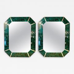 Hollywood Regency Octagonal Wall Mirrors Antiqued Malachite Style - 2971999