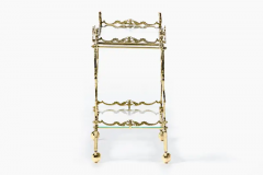 Hollywood Regency Ornate Chinoiserie Polished Brass Bar Cart c 1955 - 3069995