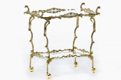 Hollywood Regency Ornate Chinoiserie Polished Brass Bar Cart c 1955 - 3070004