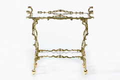 Hollywood Regency Ornate Chinoiserie Polished Brass Bar Cart c 1955 - 3070020