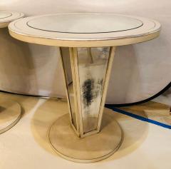 Hollywood Regency Paint Decorated Mirrored Side End or Lamp Tables a Pair - 2978667