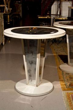 Hollywood Regency Paint Decorated Mirrored Side End or Lamp Tables a Pair - 2978669