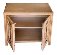 Hollywood Regency Painted Faux Bamboo and Mirrored 2 door Cabinets - 2130979