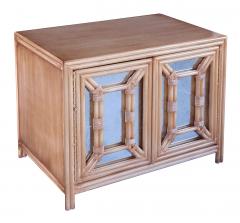 Hollywood Regency Painted Faux Bamboo and Mirrored 2 door Cabinets - 2130980