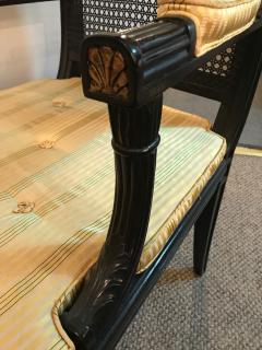 Hollywood Regency Pair of Ebony and Gilt Gold Armchairs Attributed Maison Jansen - 3004585