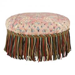 Hollywood Regency Pink Paisley Tufted Upholstered Round Ottoman - 2886344
