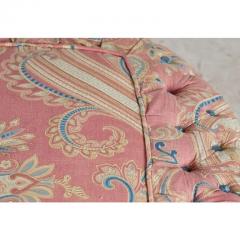 Hollywood Regency Pink Paisley Tufted Upholstered Round Ottoman - 2886345