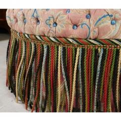 Hollywood Regency Pink Paisley Tufted Upholstered Round Ottoman - 2886348