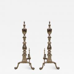 Hollywood Regency Polished Nickel Andirons - 1718219