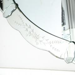 Hollywood Regency Reverse Etched Mirror w Floral Detailing Mirrored Appliques - 1648777