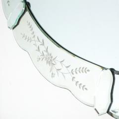 Hollywood Regency Reverse Etched Mirror w Floral Detailing Mirrored Appliques - 1648810