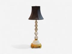 Hollywood Regency Rock Crystal Bronze Table Lamps France 1960s - 4202256