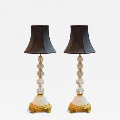 Hollywood Regency Rock Crystal Bronze Table Lamps France 1960s - 4203839