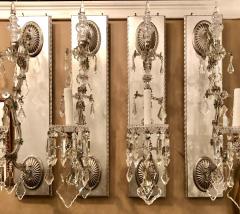 Hollywood Regency Silver Gilt Wall Scones with Crystal Set of Four - 1284134