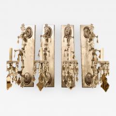 Hollywood Regency Silver Gilt Wall Scones with Crystal Set of Four - 1288642
