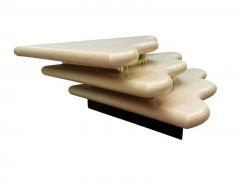 Hollywood Regency Stepped Triangular Cocktail Table or Corner Table with Brass - 2059026
