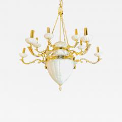 Hollywood Regency Style Alabaster Chandelier Having 12 Lights - 4250083