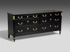 Hollywood Regency Style Black Lacquer Bronze Dresser USA 1960s - 4145946