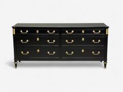 Hollywood Regency Style Black Lacquer Bronze Dresser USA 1960s - 4145947