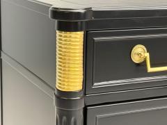 Hollywood Regency Style Black Lacquer Bronze Dresser USA 1960s - 4145951