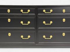 Hollywood Regency Style Black Lacquer Bronze Dresser USA 1960s - 4145953