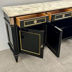 Hollywood Regency Style Black Lacquer Sideboard Credenza Maison Jansen Style - 3137781