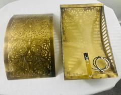 Hollywood Regency Style Brass Filigree Design Wall Sconce a Pair - 2867462