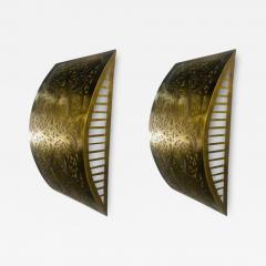 Hollywood Regency Style Brass Filigree Design Wall Sconce a Pair - 2901950
