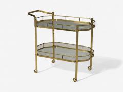 Hollywood Regency Style Brass Glass Bar Cart France 1970s - 4203300