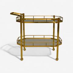 Hollywood Regency Style Brass Glass Bar Cart France 1970s - 4203301
