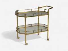 Hollywood Regency Style Brass Glass Bar Cart France 1970s - 4203302