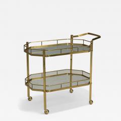 Hollywood Regency Style Brass Glass Bar Cart France 1970s - 4203842