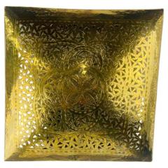 Hollywood Regency Style Brass Square Filigree Design Wall Sconce a Pair - 2867374