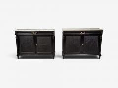 Hollywood Regency Style Buffets Black Painted Wood Marble France 1940s - 4794213