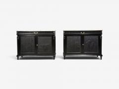Hollywood Regency Style Buffets Black Painted Wood Marble France 1940s - 4794214