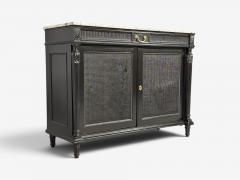Hollywood Regency Style Buffets Black Painted Wood Marble France 1940s - 4794215