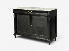 Hollywood Regency Style Buffets Black Painted Wood Marble France 1940s - 4794216