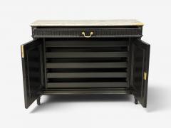 Hollywood Regency Style Buffets Black Painted Wood Marble France 1940s - 4794218