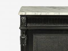 Hollywood Regency Style Buffets Black Painted Wood Marble France 1940s - 4794219