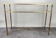 Hollywood Regency Style Console with Mirror Top Antiqued Gold Iron Frame - 3374765