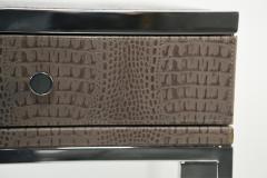 Hollywood Regency Style Desk with Embossed Stitched Leather on a Chrome Frame - 2972482
